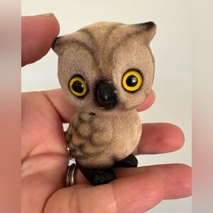 Vintage Josef Originals Miniature Owl Fur Glass Eyes Hard Plastic Japan